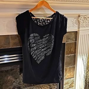 Rhinestone heart Tee shirt